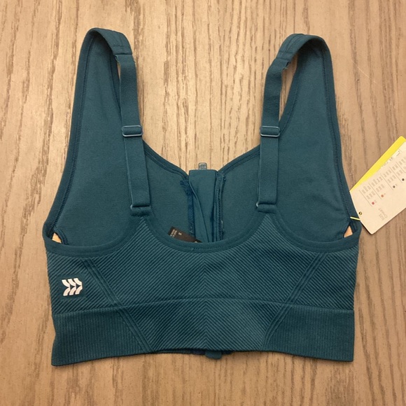 NWT All in Motion Women's Medium Support Zip-Front Seamless Bra Teal size XS - Picture 2 of 4